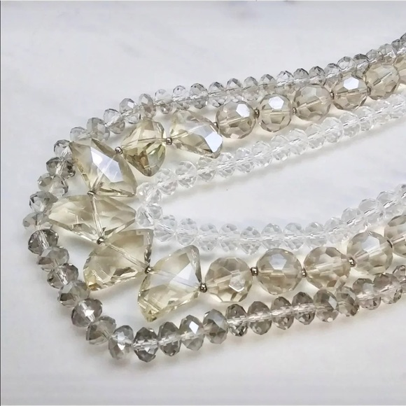 White House Black Market. Chunky Faceted Glass Multi Strand Beaded Necklace. 28” - Picture 3 of 7